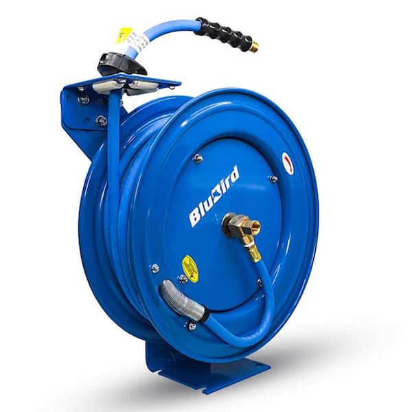 1/2 in. x 25 ft. Heavy Duty Rubber Air Hose and Single Arm Powder-Coated Steel Hose Reel