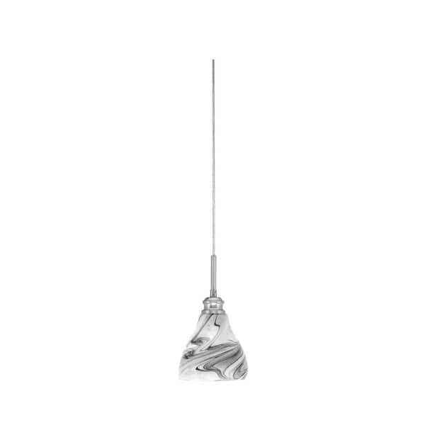 Unbranded Albany 60-Watt 1-Light Brushed Nickel Pendant Mini Pendant Light Onyx Swirl Glass and Light Bulb Not Included