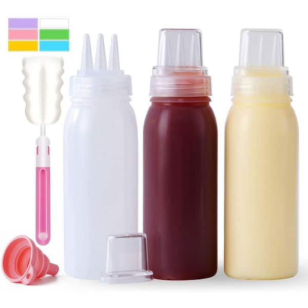 13 oz. Plastic Squeeze Bottles with 3 Hole for Sauces, BBQ, Paint, Pancake Art, and Kitchen Dispensing Tasks (3-Pack)