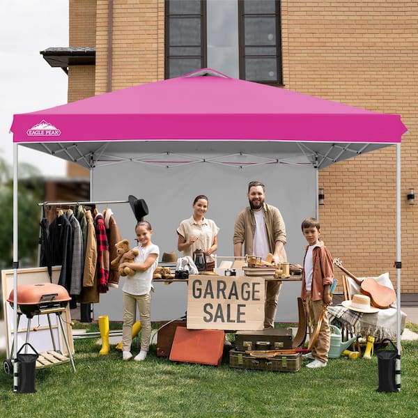 EAGLE PEAK 10 ft. x 10 ft. Commercial Pop up Canopy Tent with One Sidewall and 4-Sand Bags