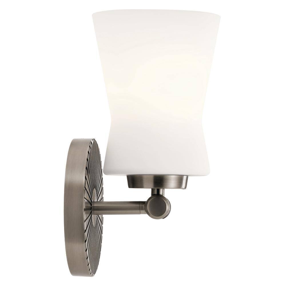 Brianne Classic Pewter 1-Light Wall Sconce with Seco Glass