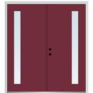 60 in. x 80 in. Viola Right-Hand Inswing 1-Lite Clear Low-E Painted Fiberglass Smooth Prehung Front Door