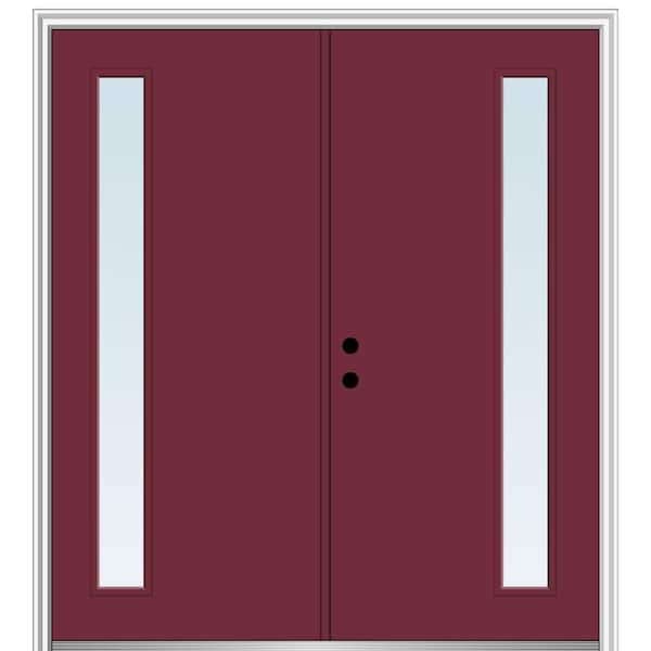 MMI DOOR 72 in. x 80 in. Viola Right Hand Inswing 1-Lite Clear Low-E Painted Fiberglass Smooth Prehung Front Door