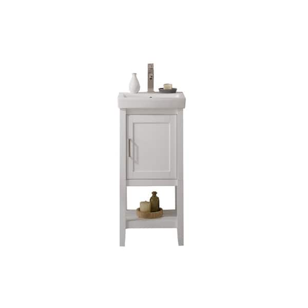 Unbranded 17.5 in. W Vanity in White with Ceramic Vanity Top in White with White Basin