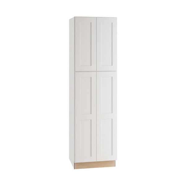 Home Decorators Collection Newport Pacific White Plywood Shaker Assembled Utility Pantry Kitchen Cabinet Soft Close 24 in W x 24 in D x 84 in H