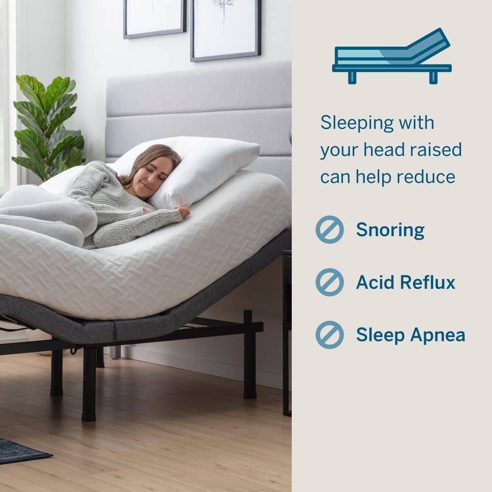 Black Twin XL Adjustable Bed Frame Base with Wireless Remote and Smart App - thumbnail 5