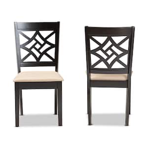 Nicolette Sand and Dark Brown Upholstered Dining Chair (Set of 2)