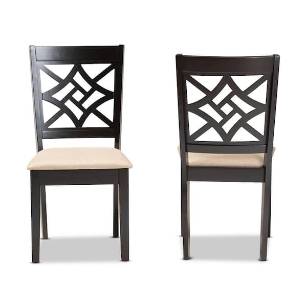 Baxton Studio Nicolette Sand and Dark Brown Upholstered Dining Chair (Set of 2)