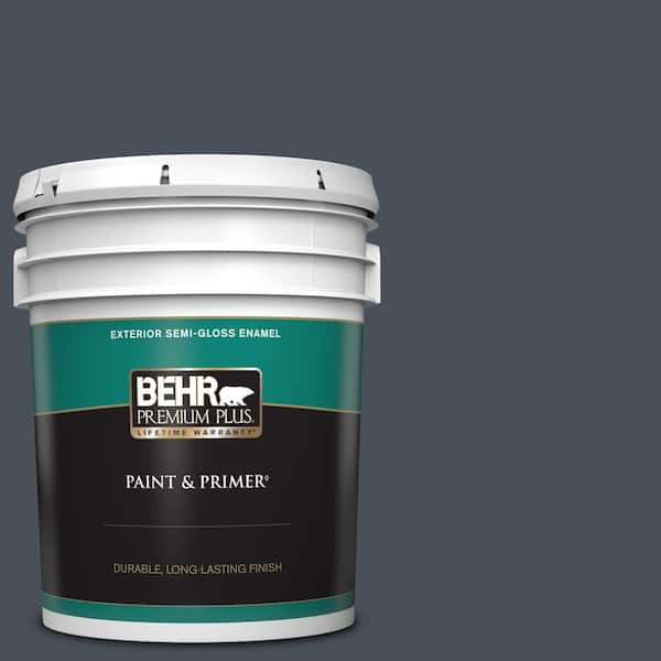 BEHR PREMIUM PLUS 5 gal. #T15-2 Seared Gray Semi-Gloss Enamel Exterior Paint & Primer