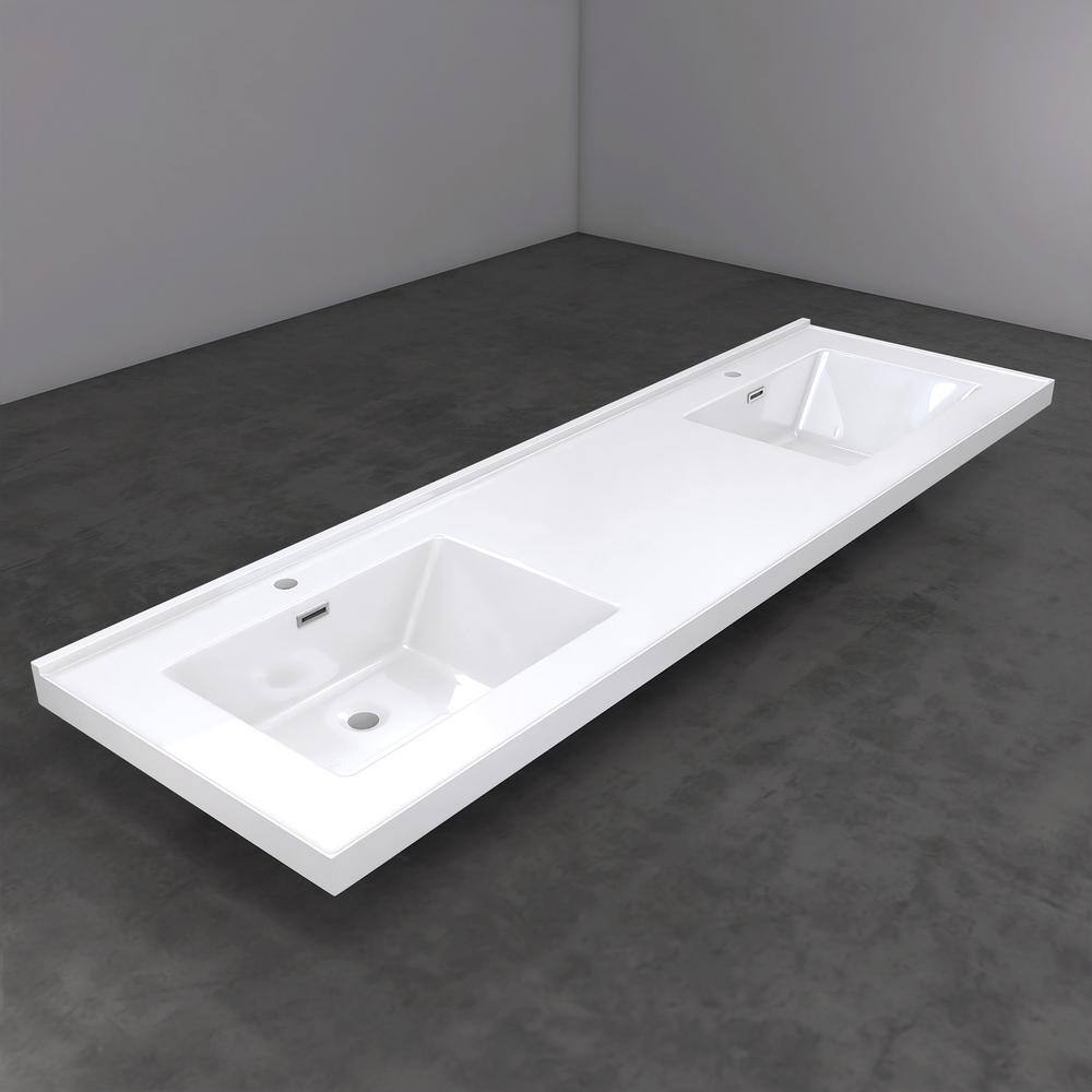 Reviews for NTQ 72 in. W x 22 in. D Solid Surface Resin White Vanity