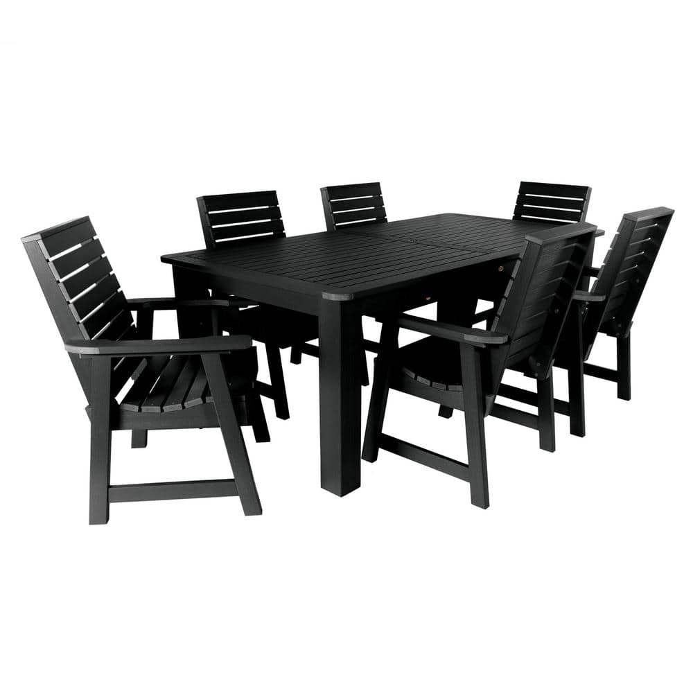 Highwood Weatherly Black 7-Piece Recycled Plastic Rectangular Outdoor Dining Set -  ST7WL1CO5AA-BKE