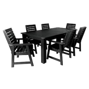 Weatherly Black 7-Piece Recycled Plastic Rectangular Outdoor Dining Set