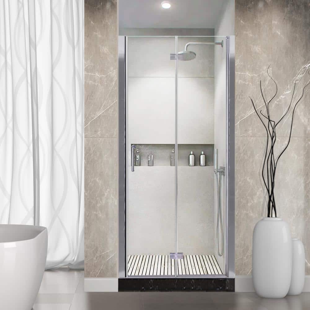 Chrome Bifold Frameless Glass Shower Door 34-35.5" W x 72" H