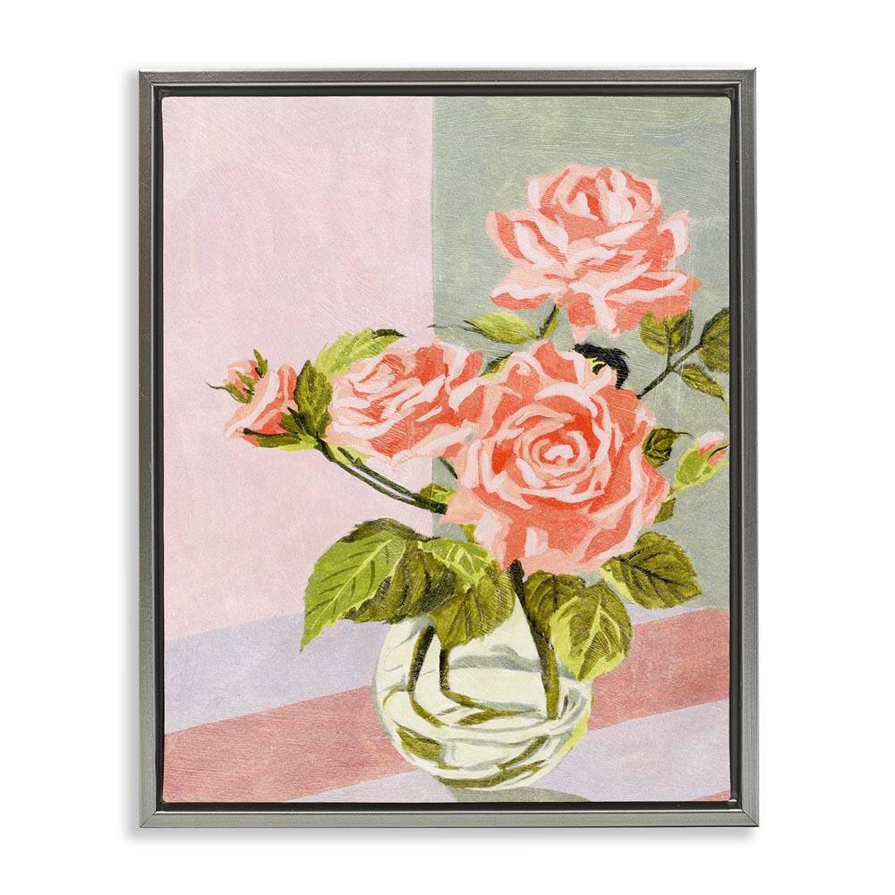 Pink Roses on Pastels by Melissa Wang Gray Floater Frame Nature Graphic Art Print 31 in. x 25 in. price history on PriceWatchPro