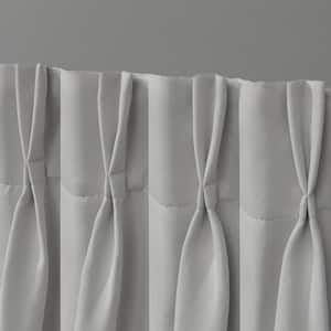 Silver Sateen Solid 30 in. W x 63 in. L Noise Cancelling Thermal Pinch Pleat Blackout Curtain (Set of 2)