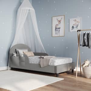 Oliver Gray Velvet Upholstered Toddler Bed
