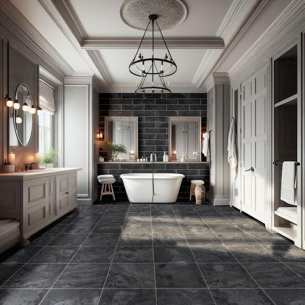 Montauk Black 16 in. x 16 in. Honed Slate Floor and Wall Tile (8.9 sq. ft./Case)