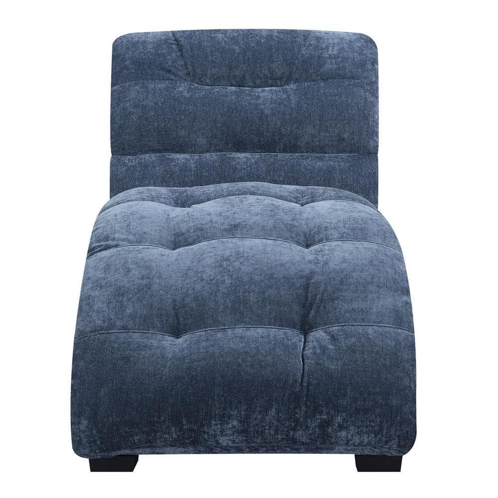Slate Blue Microfiber Tufted Chaise Lounger