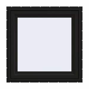 30 in. x 30 in. V-4500 Series Black FiniShield Vinyl Left-Handed Casement Window with Fiberglass Mesh Screen