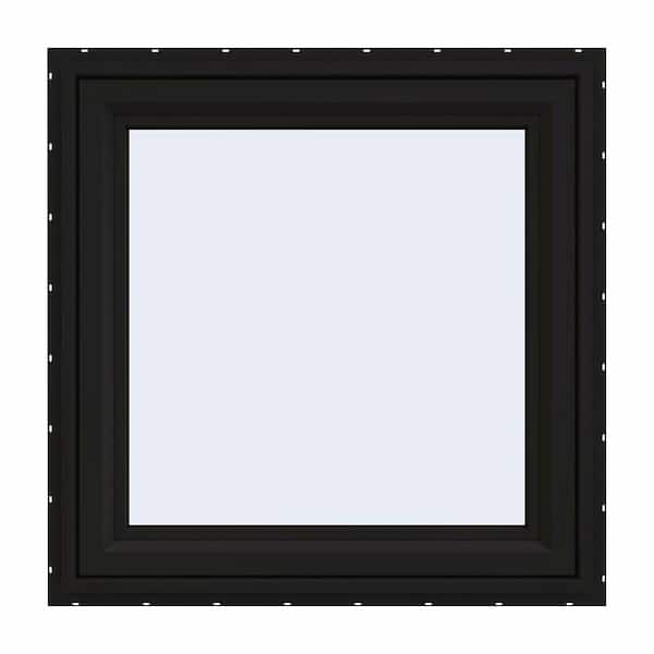 JELD-WEN 30 in. x 30 in. V-4500 Series Black Exterior/White Interior FiniShield Vinyl Left-Handed Casement Window w/Mesh Screen