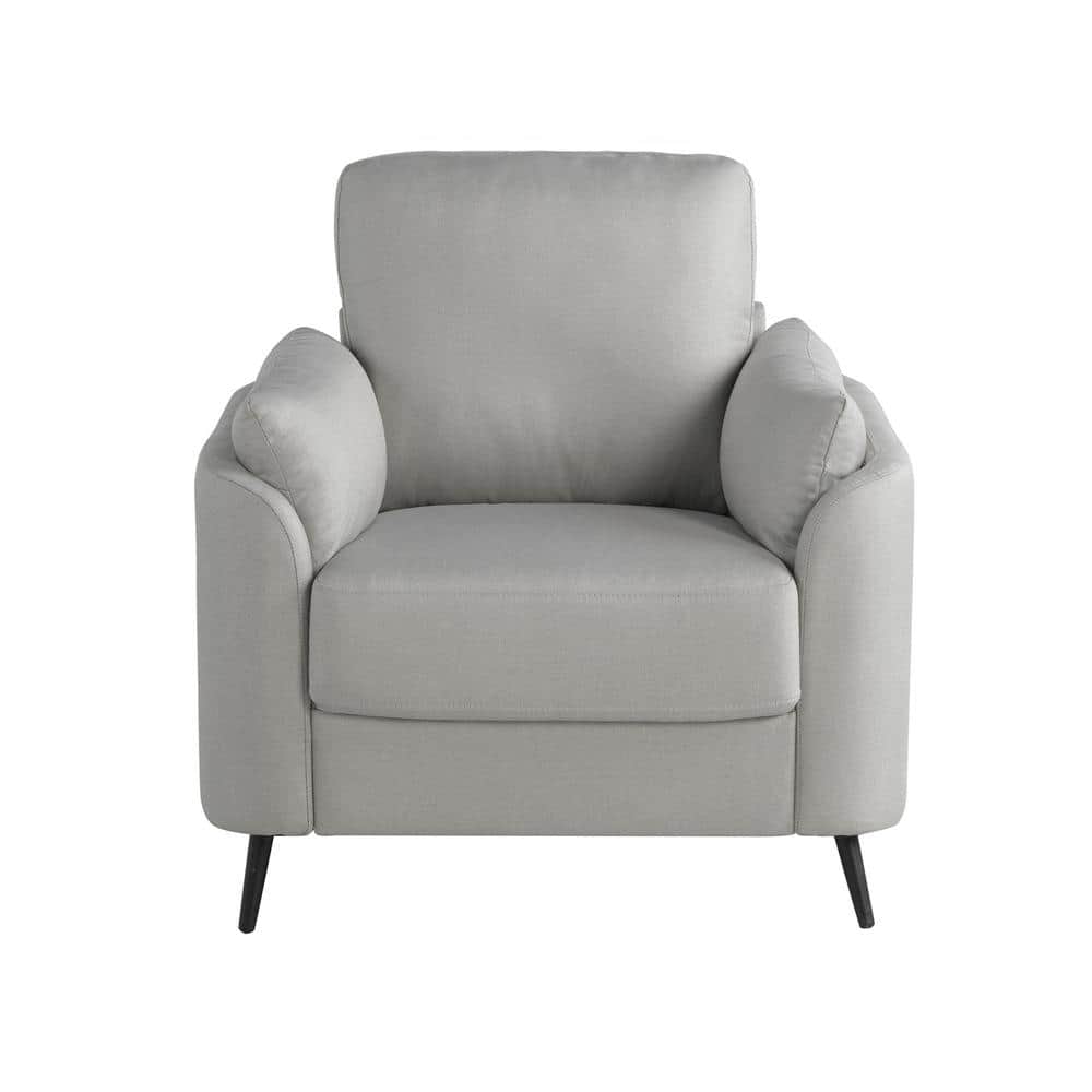 Gray Barrel Accent Chair with Wood Frame and Polyester Upholstery