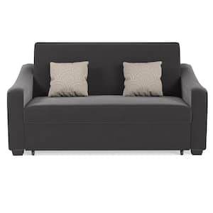 Heartly 37.8 in. Straight Arm Polyester Modern Straight Sofa in Gray