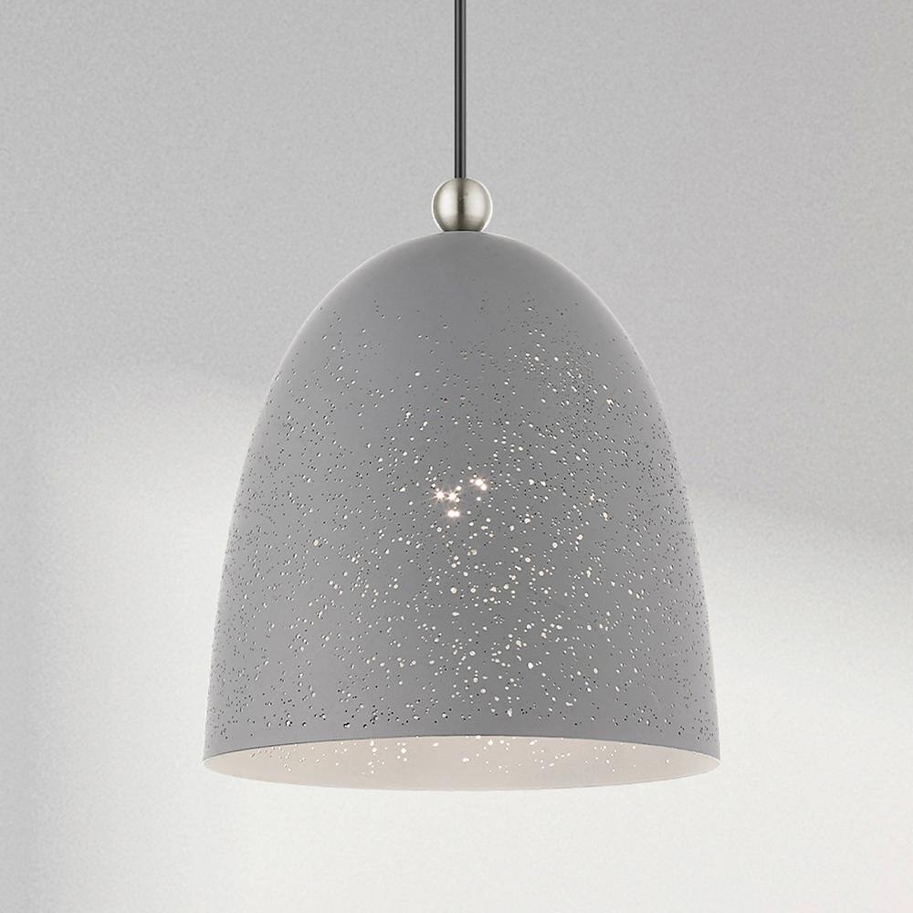 Nordic Gray Crystal LED Globe Pendant Light with Brushed Nickel Accents