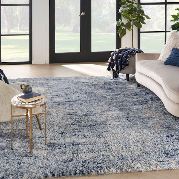 Dreamy Shag Light Blue 8 ft. x 10 ft. All-over design Contemporary Area Rug