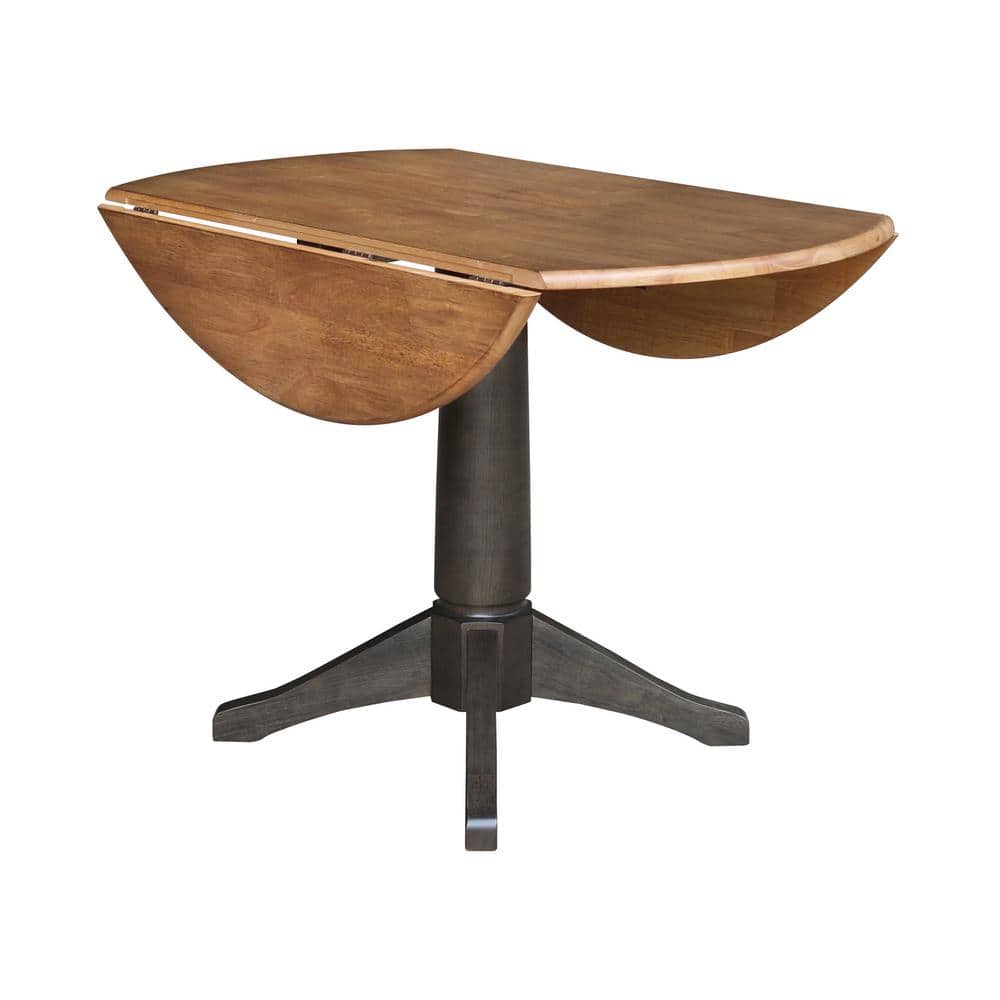 Classic 42" Round Hickory & Washed Coal Extendable Dining Table