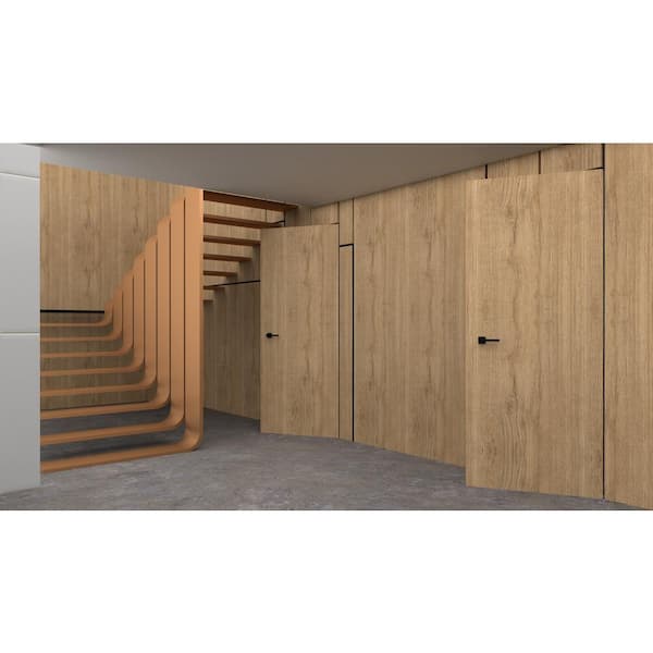 Sartodoors 36 in. x 80 in. Unassembled Right-Hand/Outswing Solid Core Noce Flush Mount Hidden Door with Silver Hinge Finish