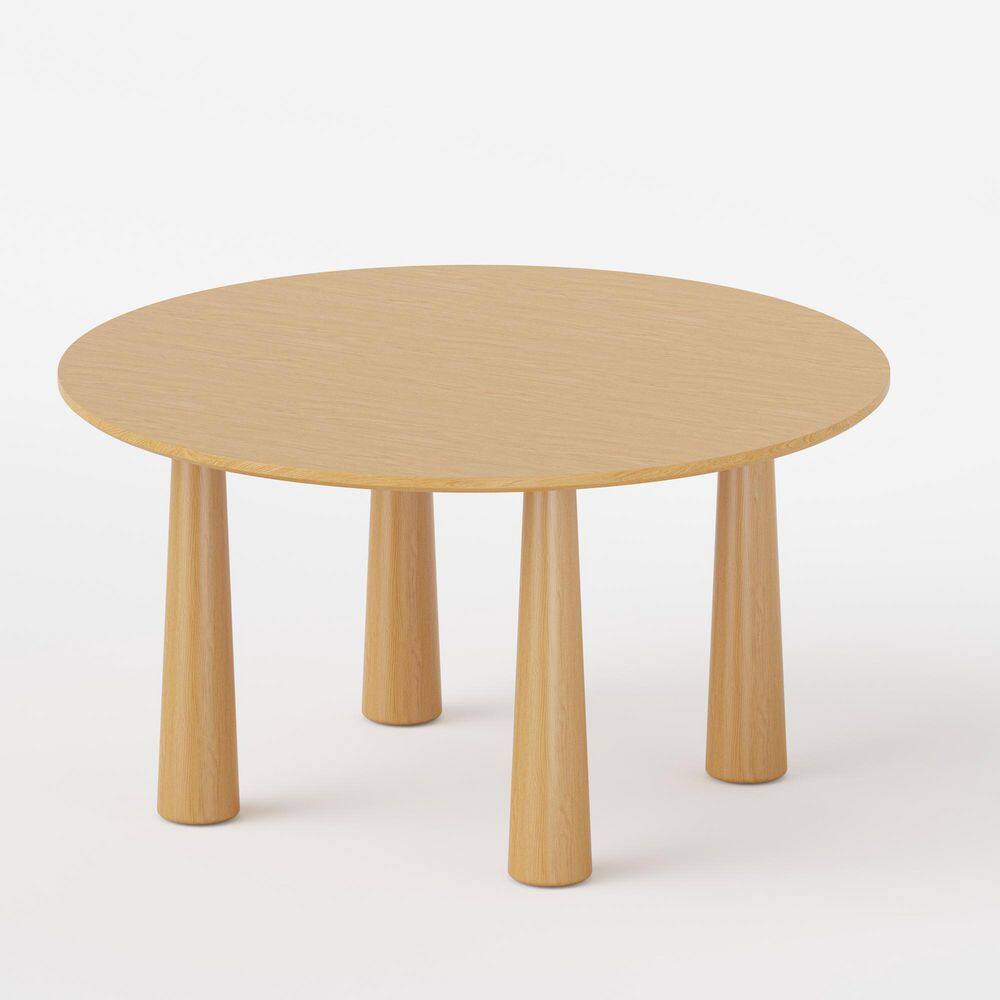 Round Light Brown Solid Wood 59 in. Kitchen Tables 4 Legs Dining Table Seats 8