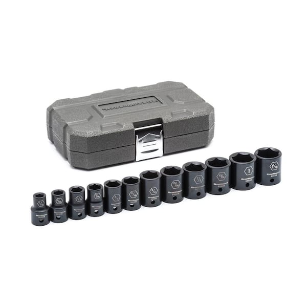 GEARWRENCH 1/2 in. Drive 6-Point SAE Standard Impact Socket Set (12 ...