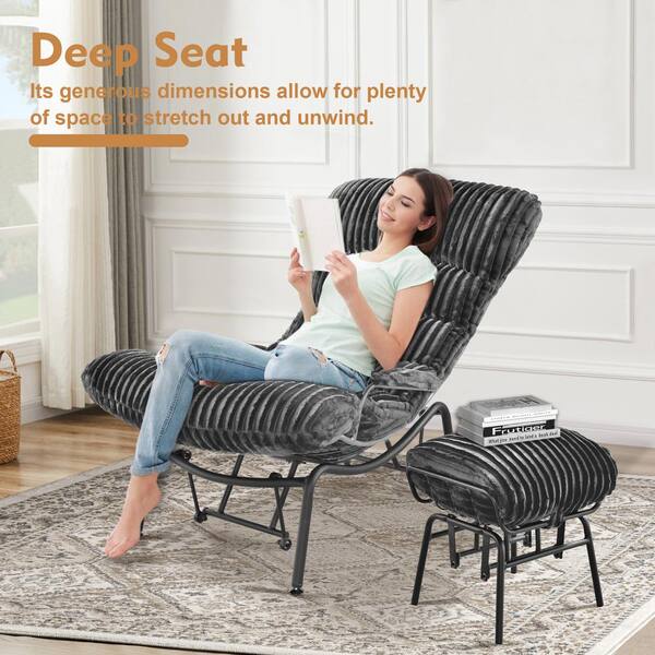 Allwex Oren Gray Plush Corduroy Modern Lazy Armchair Allwex Oren Gray Plush Corduroy Modern Lazy Armchair