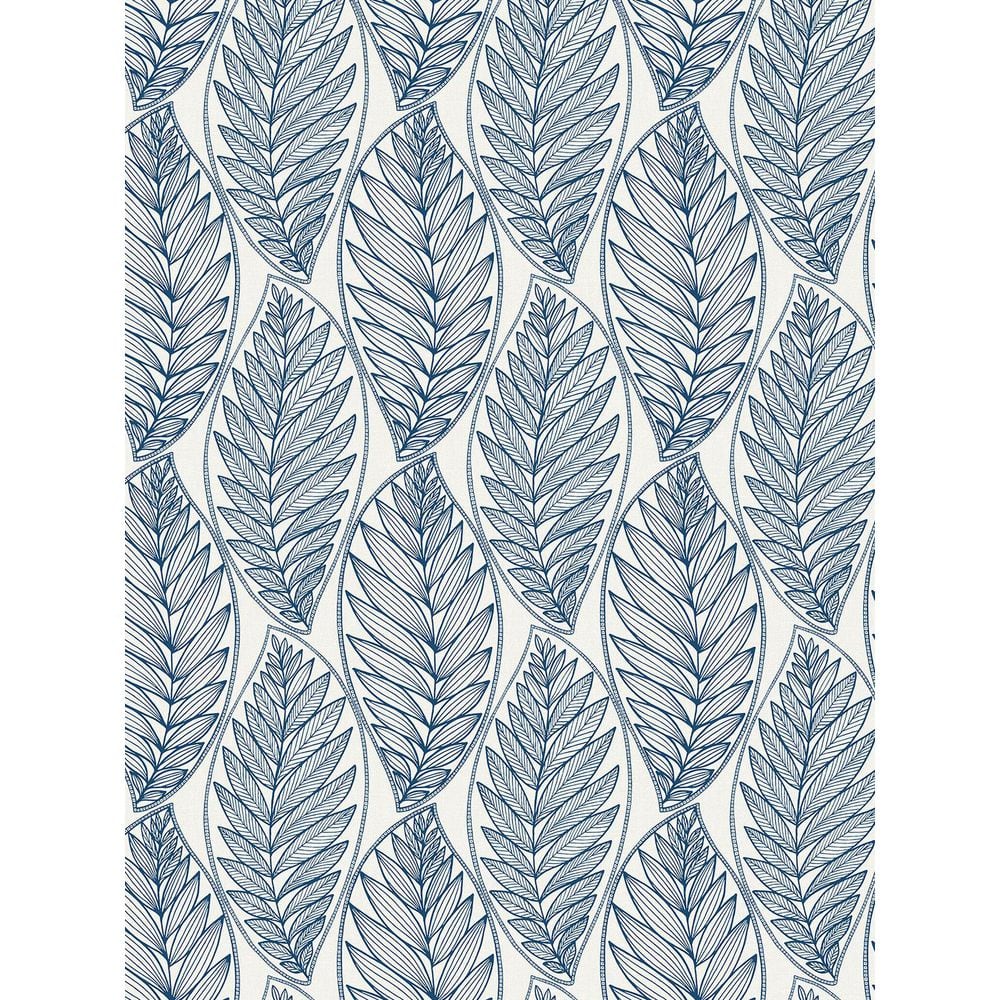 Seabrook Designs 60.75 sq. ft. Blue Suede Kira Leaf Husk Nonwoven Paper ...