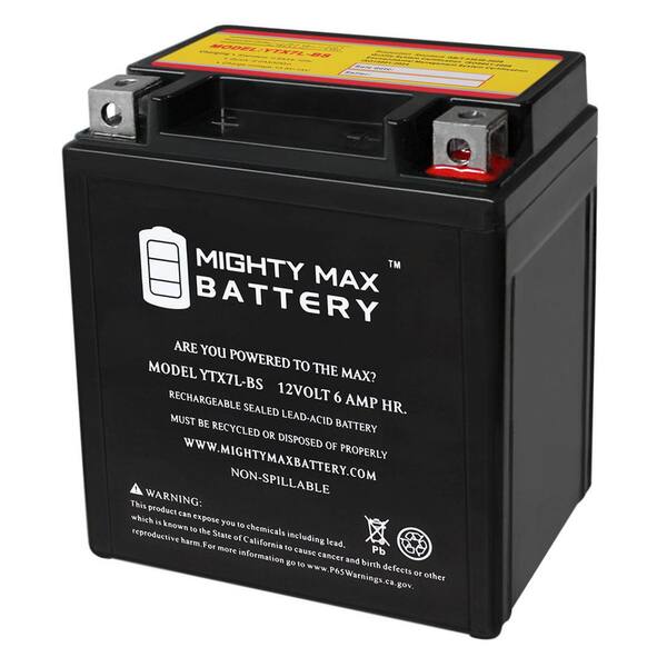 MIGHTY MAX BATTERY YTX7L-BS 12V 6Ah Replacement Battery Compatible with TPE YTX7L-BS