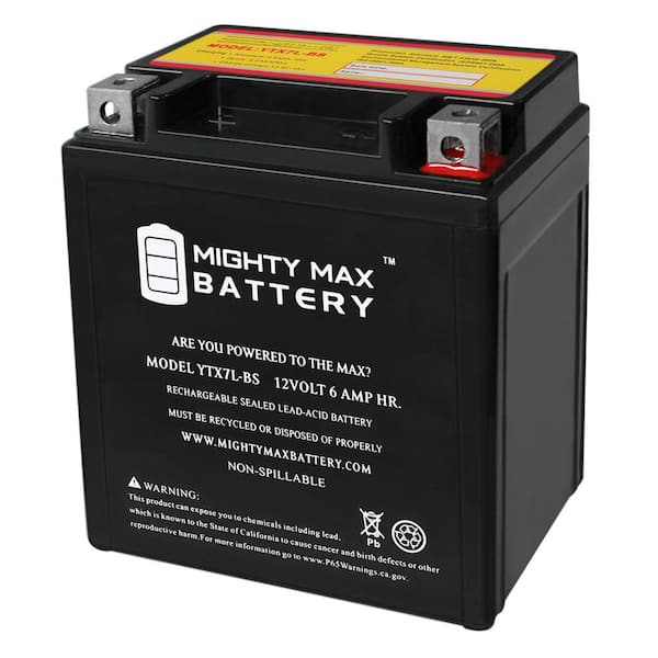 MIGHTY MAX BATTERY YTX7L-BS 12V 6Ah Replacement Battery for Everstart ES-TX7L