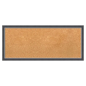 Eva Black Silver Thin Natural Corkboard 32 in. x 14 in. Bulletin Board Memo Board