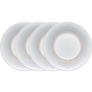 Linen Road 6 in. (White) Porcelain Saucers, (Set of 4)