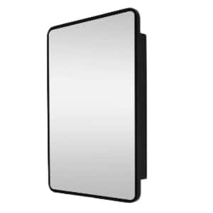 20 in. W x 28 in. H Rectangular Metal Medicine Cabinet with Mirror Black Framed Wall Mount or Recessed Medicine Cabinet