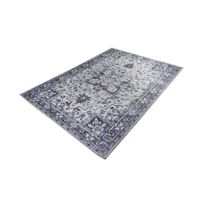 L'Baiet Lyla Blue Traditional Washable 2 ft. x 3 ft. Scatter Rug