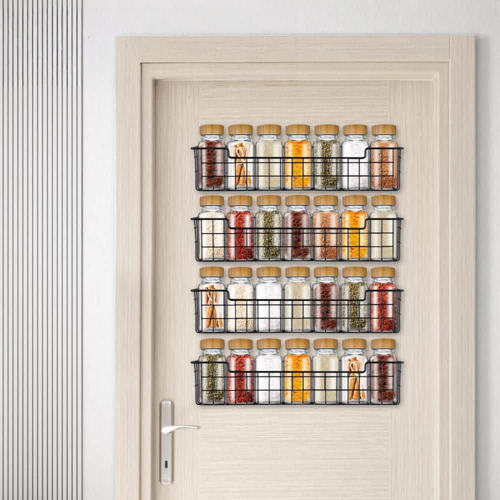 Locking Spice Rack Esepony Spice Rack Organizer with Storage Shelf for Cabinet Door, Wall ...