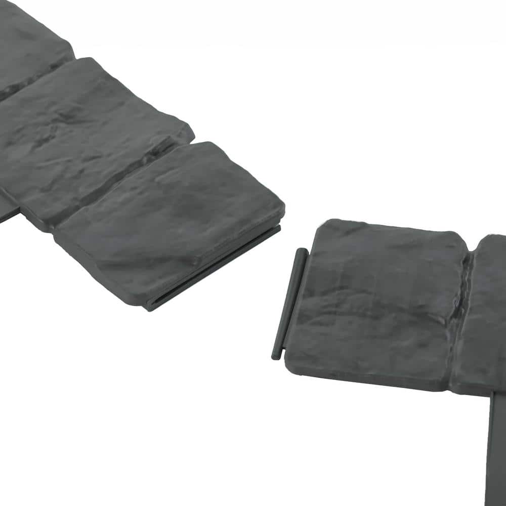Gray Plastic Cobbled Stone Style Lawn Edging Set