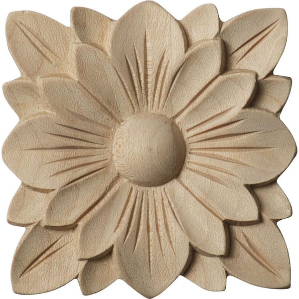 Ekena Millwork 1/4 in. x 2-3/4 in. x 2-3/4 in. Unfinished Wood Cherry Springtime Rosette