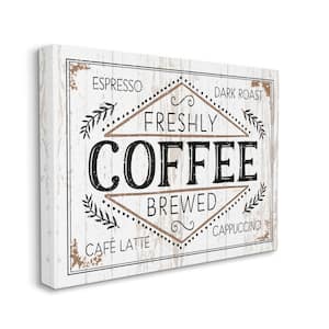 Rustic Fresh Brew Coffee Sign Autumn Charm by Jennifer Pugh Unframed Print Food Wall Art 16 in. x 20 in.