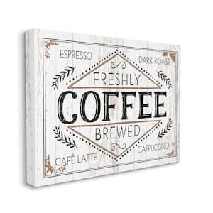 Rustic Fresh Brew Coffee Sign Autumn Charm by Jennifer Pugh Unframed Print Food Wall Art 24 in. x 30 in.