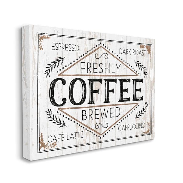 Stupell Industries Rustic Fresh Brew Coffee Sign Autumn Charm by Jennifer Pugh Unframed Print Food Wall Art 24 in. x 30 in.