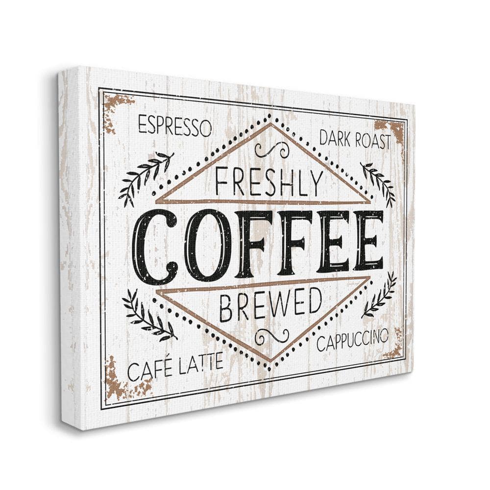 Stupell Industries Rustic Fresh Brew Coffee Sign Autumn Charm by Jennifer Pugh Unframed Print Food Wall Art 36 in. x 48 in.