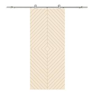 Diamond 30 in. x 80 in. Fully Assembled Beige Stained MDF Modern Sliding Barn Door with Hardware Kit