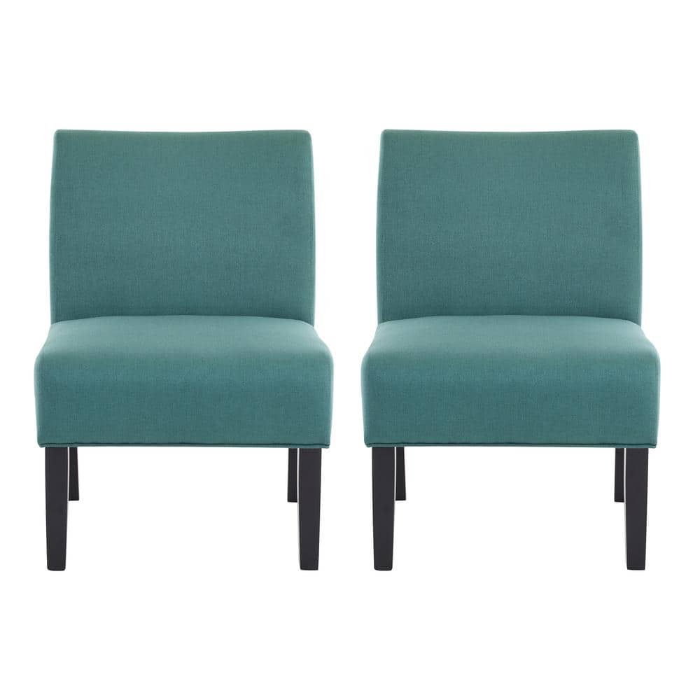 Dark Teal and Matte Black Handcrafted Rubberwood Slipper Chair