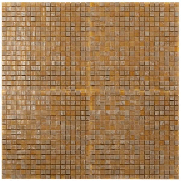 Skosh 11.6 in. x 11.6 in. Glossy Butter Beige Glass Mosaic Wall and Floor Tile (18.69 sq. ft./case) (20-pack)